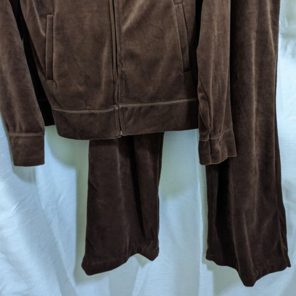 ROK Brown Velour Track Suit Set -‎ Jacket & Pants - Vintage Loungewear - Sz XL - Picture 3 of 5